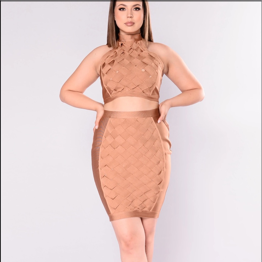 Mocha bandage skirt set